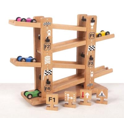 China Children's toys wholesale wooden children's car track toy to slide rail car glider car high speed inertia toy for sale