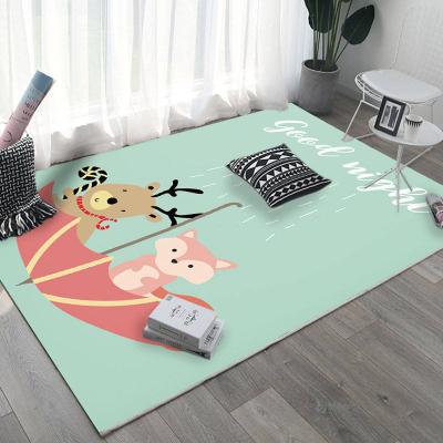 China High Popularity Washable Wholesale Printed Cartoon Animal Washable Design Round Rug Kids Play Mat Cover for sale