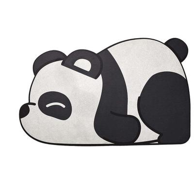 China Washable High Quality Panda Printing Non Slip Diatom Mud Design Cartoon Microfiber Bathroom Blanket Mat for sale