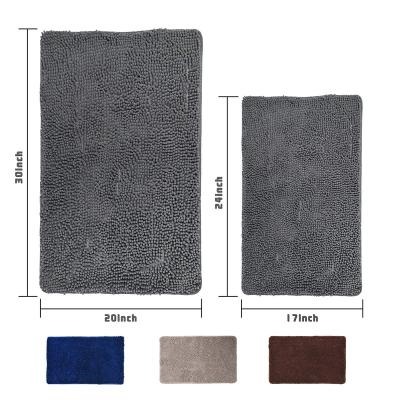 China Quality Assurance Chenille Mat Non Slip Water Absorbent Microfiber Sustainable Washable Bath Mat Door Carpet for sale