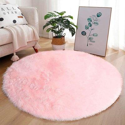 China Wholesale Washable Luxury Faux Fur Mat Soft Plush Rug Home Products Living Room Floor Round Carpet for sale