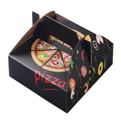 China Recycled Materials Wholesale Custom Printed Corrugated Cardboard Die Cut Handle Portable Paper Pizza Packaging Box for sale