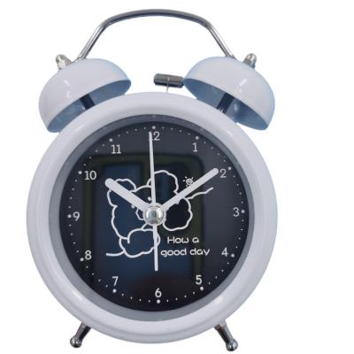 China Metal 3 inch metal bell students use small alarm clocks to mute the bedside big ringtone cartoon lazy kids clock for sale