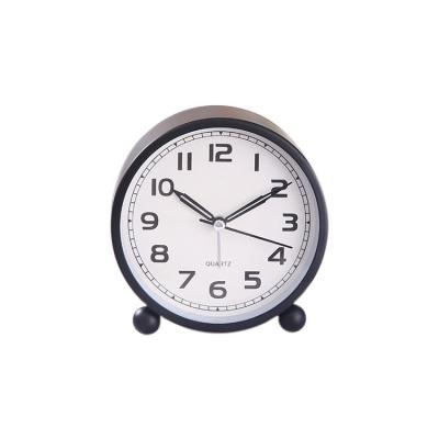 China Metal 4 Inch Round Alarm Clock Non Tick With Metal Super Silent Alarm Clock Analog Quartz Alarm Clock Amazon Hot Selling for sale