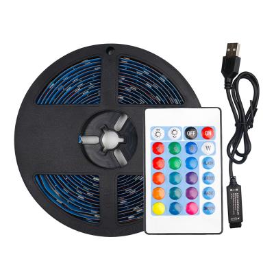 China 5v 2m 3m 5m 5050 RGB Instant Glow LED Strip Light Residential Waterproof Self Design Bedroom with 24 Remote Keys for sale