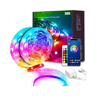 China Custom 15M 5050 RGB RGB APP Music Control Sync 12V LED Lights Multicolor 50 USB LED Bar Residential 15M Pi LED Lights Strip for sale