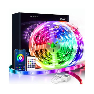 China 100ft Residential 30M Music Sync 5050 RGB Ultra Long 12v RGBIC LED Strip Lights Set for sale