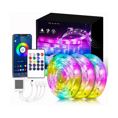 China Residential 5050 12v RGB 50ft 15M 450 LED Waterproof IP65 220V Led Strip Lights Bluetooth for sale