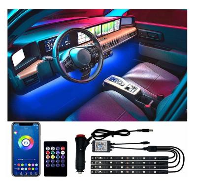 China Car Led Lights Cigarette Adapter 12V RGB 5050 APP LED Volume For Car Lights Interior Ambient Accessories Waterproof LED Strip Lighting For Car for sale