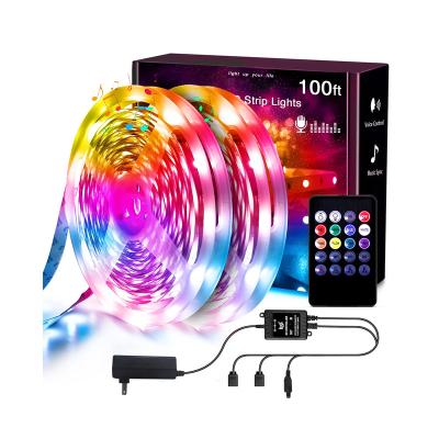 China 12v 100ft 30m Decorative RGB 5050 USB LED Camping Sync Music Decorative Strip Light for sale