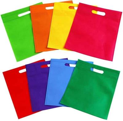 China Nonwoven Handled Treat Bag Rainbow Colors Tote Bag Party Gift Handles Bag Gifts for sale