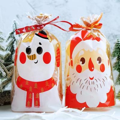 China 50pcs Recyclable Santa Claus Cartoon Christmas Themed Baking Packs Self-contained Flat-Pocket Snow Flakes Plastic Bags for sale