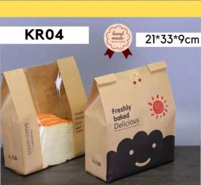 China 100 PCS Food Bakery Bread Bags Kraft Paper Food Packaging Baguette Bread Baking Paper Bags With Window Customized Supplier for sale