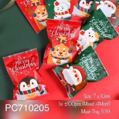 China 100Pcs Santa Cookie Hot Seal Bags Disposable Handmade Nougat Cookie Candy Mix 100Pcs Christmas New Year Party Decoration Packaging Supplies for sale