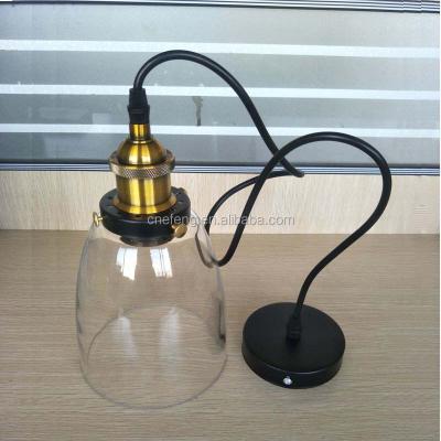 China Iron Vintage Glass Socket Indoor Hanging Pendant Light for sale