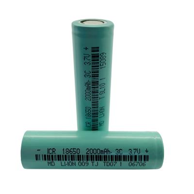 China 7.4Wh 3.7V 2000mAh 18650 Lithium Ion Cells for sale