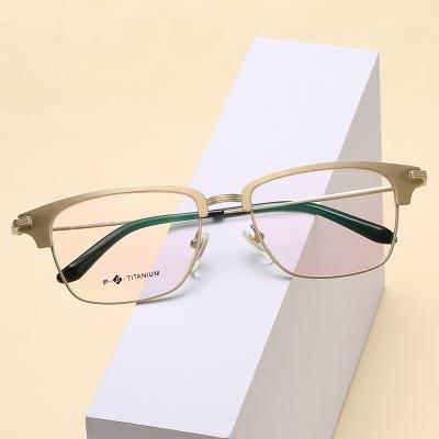 China Ready To Ship Low MOQ Square Gold Frames Optical Frames Glasses Frames Optical Titanium Glasses for sale