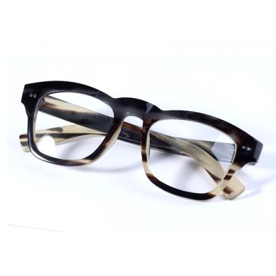 Cina For Reading Glass Fashion Buffalo Horn Italy Design Glass Horn Blue Light Eyewear in vendita