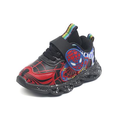 China 2021 Hot Sale Led Luminous Spiderman Kids Shoes For Girls Boys Sneakers Light Kids Baby Shoes Cartoon Glowing Kids for sale