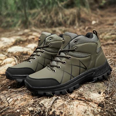 China Fashion Trend Size 39-48# Male Big Size Mountaineering Shoes Waterproof Outdoor Ankle Men High Top Sneakers Anti-skid Trekking Hiking Shoes for sale