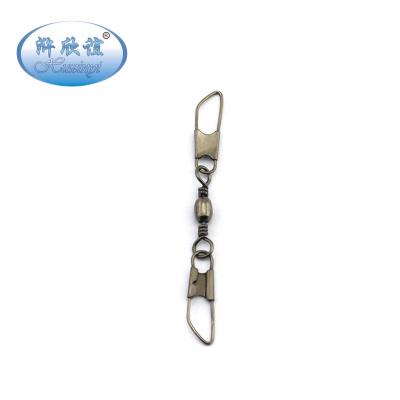 China +Stainless Steel (Brass) Copper Barrel Swivel With Double Safety Snaps Fishing Swivels Connector Hook Bearing Accessories for sale