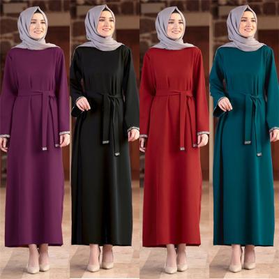 China 2021 breathable best selling islamic clothing soft size beaded modest simple abaya muslim dresses for women for sale