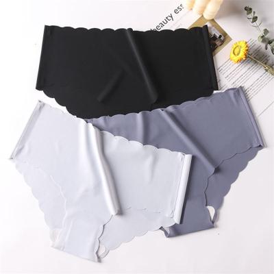 China Breathable seamless laser cut low-waist solid silk one-piece underwear woman traceless ice panties panties for sale