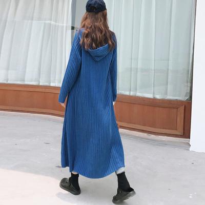 China Autumn Winter Wholesale Women Hooded Long Cardigan Sweaters Anti-Shrink Coat for sale