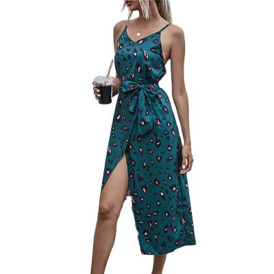 China Newest Sale 2021 Newest Fashion Western Hot Sexy V-Neck Sleeveless Printed Midi Dress Casual Sleeveless Long Summer Summer Anti-Static Dresses For Women Vestidos for sale