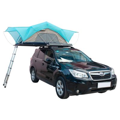 China Blue Wild Camping Canopy Rooftop Tent Anti Water And Moisture M Pattern Hard Shell Folding Car Roof Tent Permeable for sale