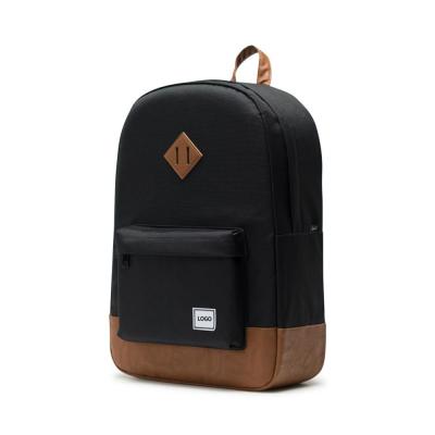 China Waterproof Laptop Backpack 17.3 Inch College PU Leather Backpack For Men Travel Laptop Backpack for sale