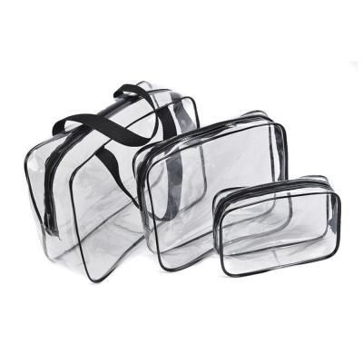 China 3 Sets Toiltery Wash Transparent Clear PVC Travel Waterproof Colorful Cosmetic Bags for sale