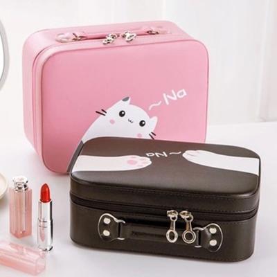 China Customized Travel Case Stands Up Makeup Bags Printed Faux Leather Cosmetic Bag Cute Makeup Bags for sale