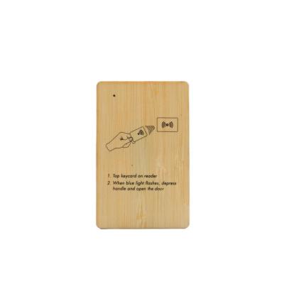 China Waterproof/Waterproof Custom Printing Laser Cut F08 Wooden RFID Chip Keycard Wooden Doors Security Lock Smart Hotel Card for sale