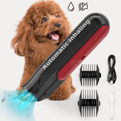 China New 2021 Wholesale Suction Inhalation Dog Cat Hair Cordless Pet Trimmer Viable Automatic Professional Pet Electric Hair Trimmer for sale