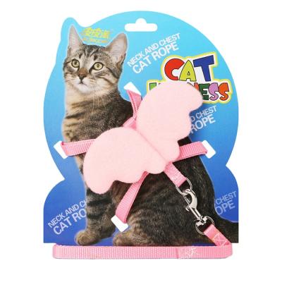 China Amazon Best Seller Padded Angel Cat Dog Wings Harness Leash Red-Pink Set For Puppy for sale