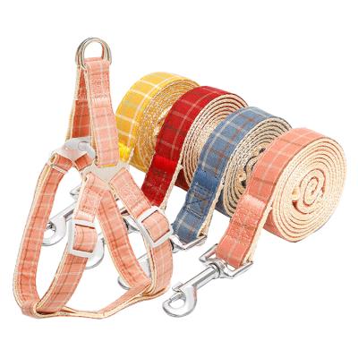 China Down Now Thoughtful Improved Customized Strong Padded Version Plaid Wool Dog Harness Leash Set for sale