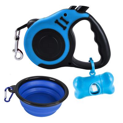 China Wholesale Padded 3 Piece Retractable Hands Free Plastic Nylon Training Walking Outdoor Poop Bags Roll Dog Leash With Water Bottle for sale