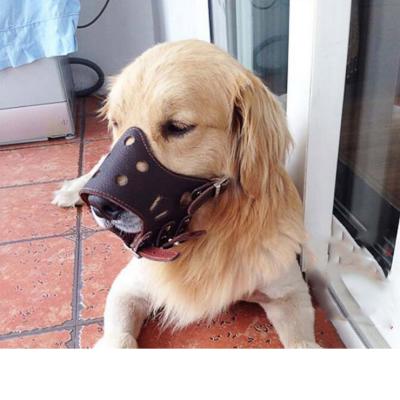 China Soft Breathable Adjustable Leather Anti-Bite PU Dog Mouth Muzzle Detachable For Large Dog for sale