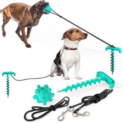 China Wholesale Viable Stake Elasticity Amazon Natural Rubber Spike Ball Pet Dog Chew Chain Toy For Backyard Camping for sale