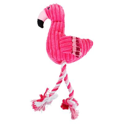 China Viable Pink Pet Bite Toy Squeaky Plush Chew Flamingo Dog Rope Toy For Chewing for sale