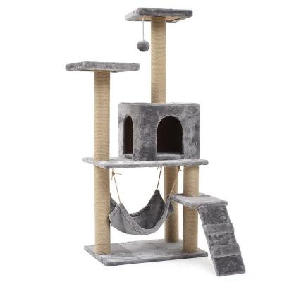 China Breathable Wooden Large Scratch Tower Diy Luxury Climbing Cat Tree Fashion Scratching Post Ceiling Cat Tree for sale