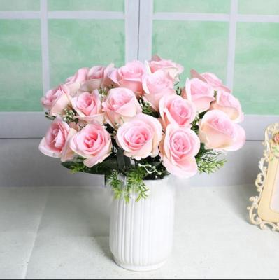 China QiHao Booming Artificial Rose Flower For Wedding Decoration 18 Heads Rose Flower for sale