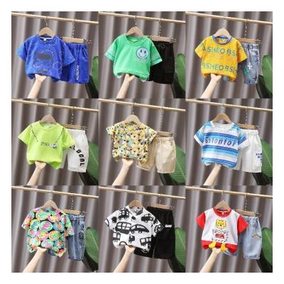 China Wholesale Low Price Vintage Kids Clothes Short Sleeve Baby T-shirt Pants Girls Boys Cotton Clothing Kids Sets Summer Children's Suit for sale