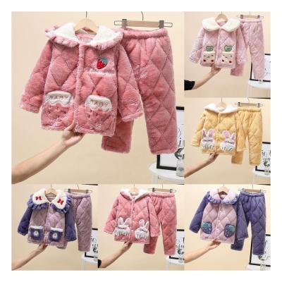 China Thermal Children's Pajamas Boys And Girls Cartoon Hooded Korean Home Wear Coral Velvet Pajamas for sale