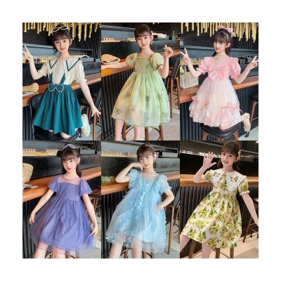 China Anti-wrinkle kids dresses wholesale most popular design high quality graceful pretty girls dresses summer floral print flower dresses for girl for sale