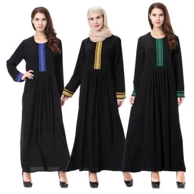 China Dubai Muslim Anti-Static Beaded Black Abaya Dress Beautiful Muslim Ladies Dress Women Plus Size Bat Sleeve Long Dress For Party Wedding for sale