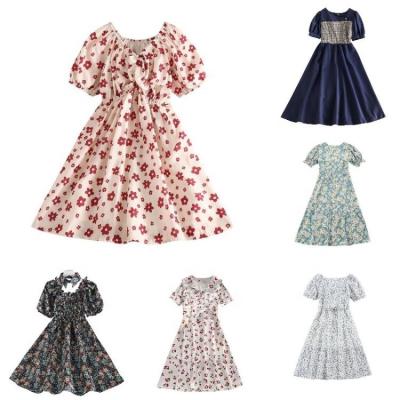 China Ladies Chiffon Dresses Maxi Dress Elegant Casual Dresses Floral Print Ladies New Arrival Anti-wrinkle Women's Clothing for sale