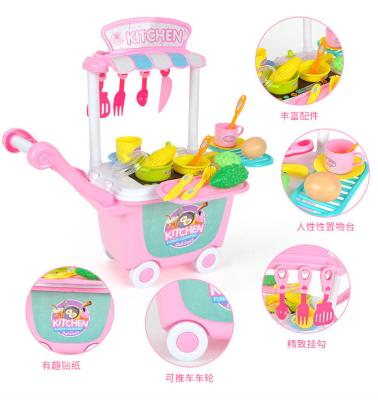 China Upstairs 3 years old family children's trolley toy kitchen cooking appliance set dresser strorage trolley childhod dream happy to share for sale