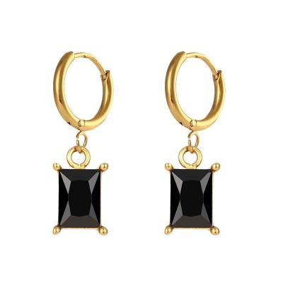 China Environmental Friendly Hot Selling Luxury Classical Stainless Steel Gold Plated Diamond Earrings For Women Fashion Korea Dainty Jewelry Earrings Girls for sale